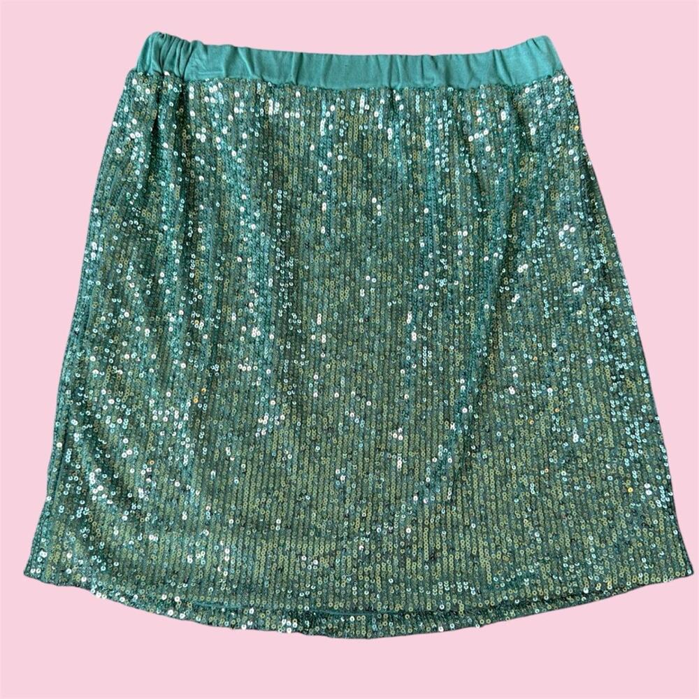 Mermaidcore Italian Green sequin bubble tube top/ mini skirt